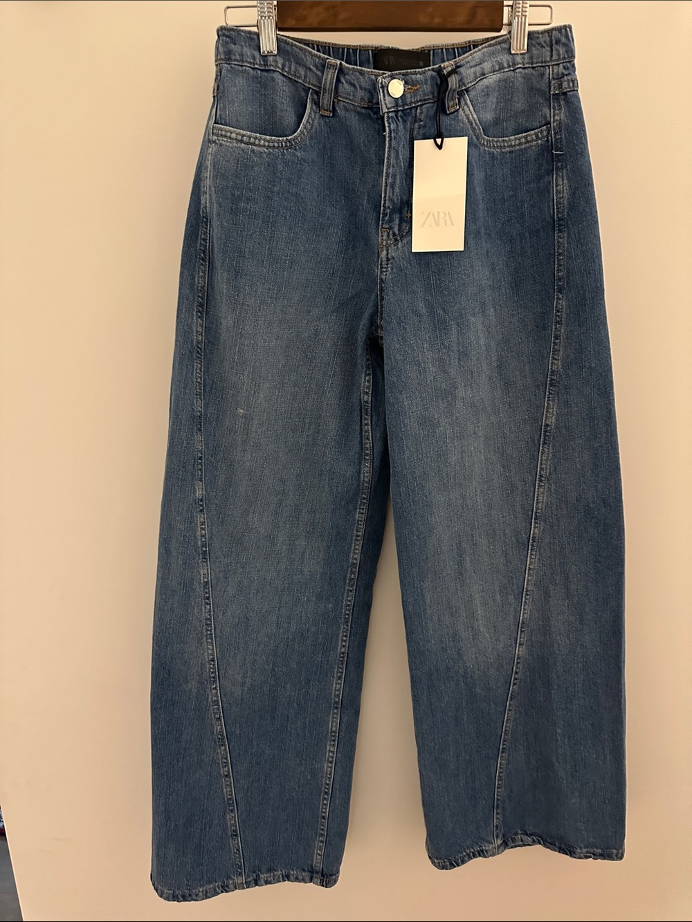 Zara Wide-Leg Mid-Blue Jeans Sz S